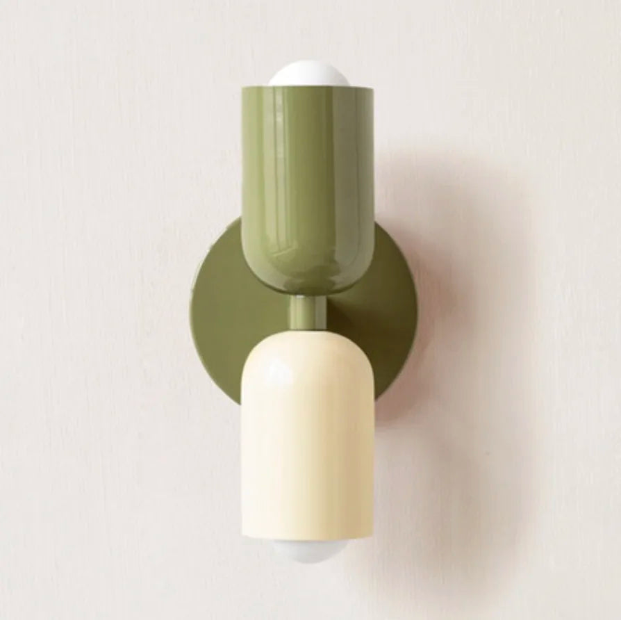 LZPZ RUI nowoczesna lampa ścienna w kolorze zielonym i kremowym o minimalistycznym designie