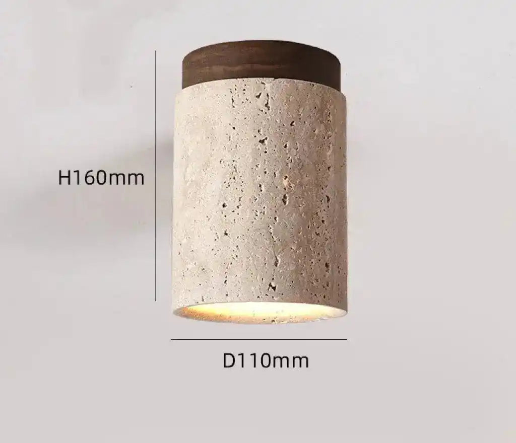 JIANKEXING lampy sufitowe do salonu z cylindrycznym kamiennym kloszem i drewnianą podstawą