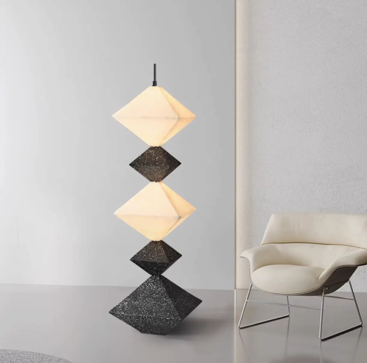 Nowoczesna podłogowa lampa dekoracyjna Inna marka z kreatywnymi lampami geometrycznymi w salonie