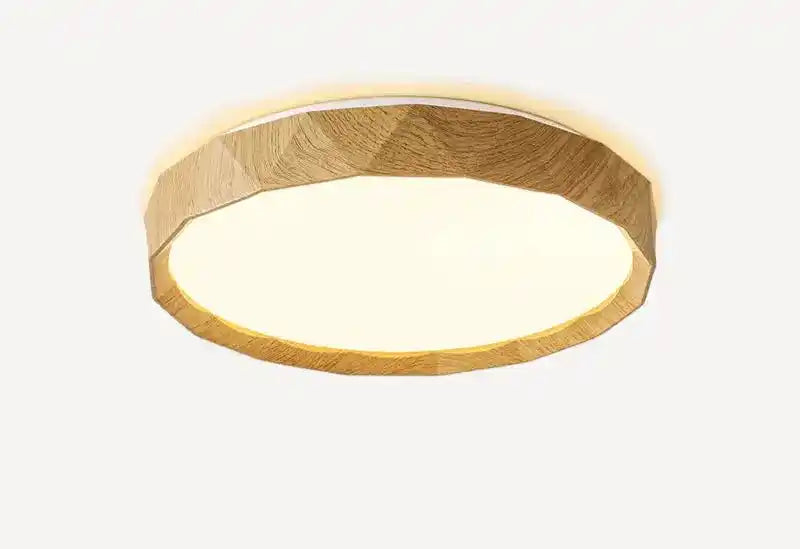 Nowoczesna lampa LED do salonu z drewnianą ramą i miękkim światłem sufitowym