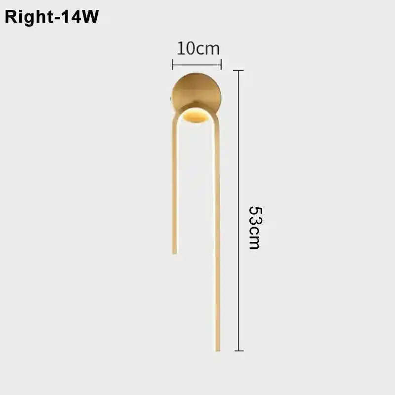 YUGUUK nowoczesna lampa ścienna o mocy 14W w złotym kolorze z prostym, geometrycznym designem