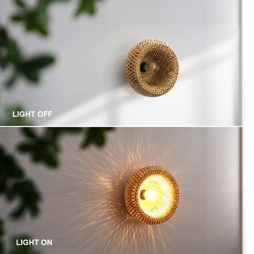 Uniwersalny lampa sufitowa z ażurowym kloszem pokazana wyłączona i włączona z ciepłym światłem