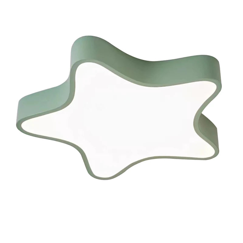 ASANZUO lampa sufitowa w kształcie gwiazdy z białym świetlikiem i zieloną ramą do pokoju dziecięcego