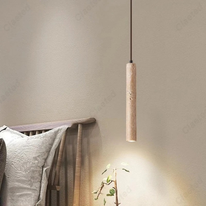 Nowoczesna lampa wisząca w kształcie wąskiego walca do oświetlenia wnętrz