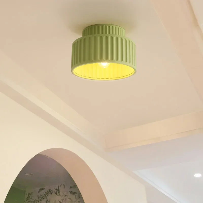 Xiaomi zielony plafon sufitowy z żółtym ciepłym światłem i karbowanym designem