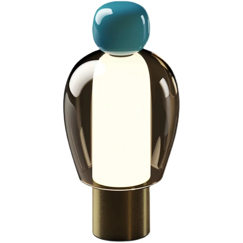 Lampa stołowa ZISIZ z unikalnym szklanym kloszem i metalową podstawą w nowoczesnym stylu