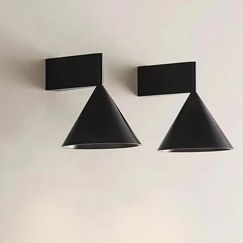 Nowoczesny kinkiet JIANKEXING czarny metalowy z geometrycznym stożkowym kloszem
