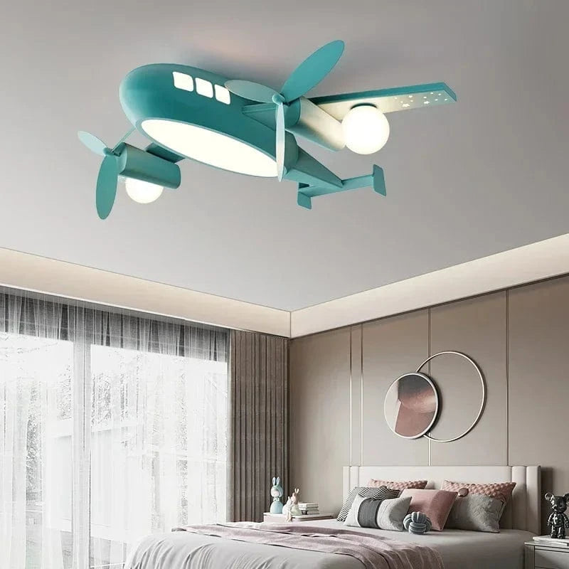ZIANKEXING plafon dziecięcy samolot w kształcie niebieskiego samolotu z trzema światełkami w pokoju dziecięcym