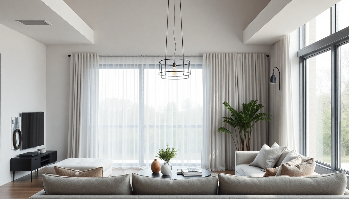 Nowoczesna lampa wisząca w jasnym salonie