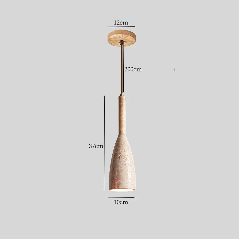 Nowoczesna Lampa Wisząca LED z Kamienia i Drewna Regulowana