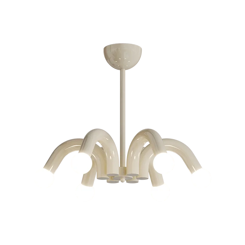 Nowoczesna Lampa Wisząca LED Metalowa E27 6-Świetlna Czarna Różowa Beżowa