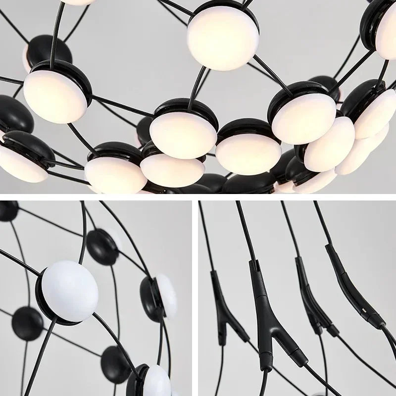 Nowoczesny żyrandol designerski do salonu od TAONUANSHU z unikalnym kształtem i minimalistycznym designem