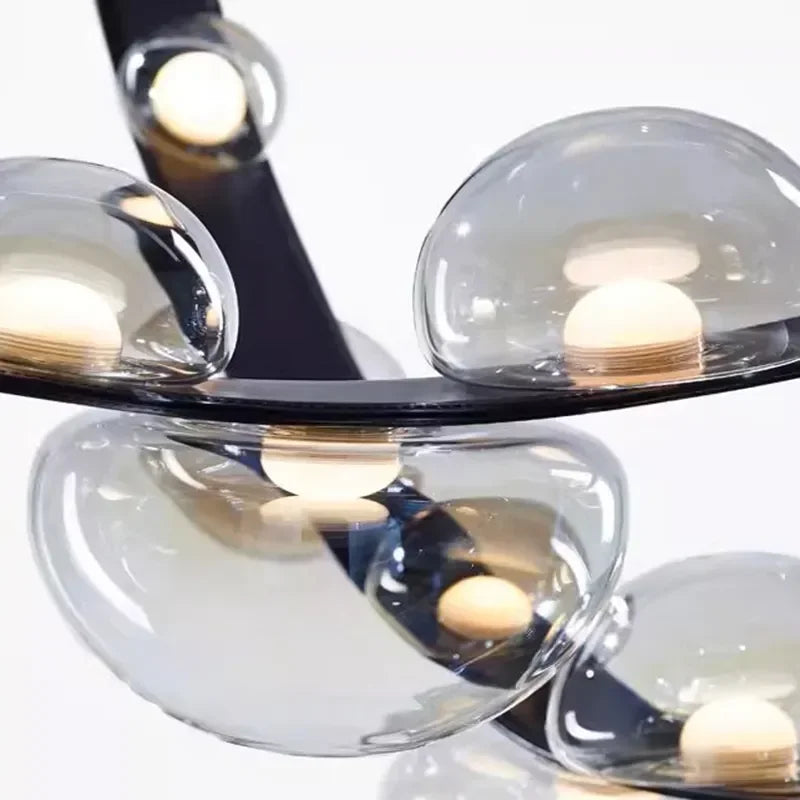 Żyrandol do salonu designerski z przezroczystymi kulami i nowoczesnym wzornictwem od JIANKEXING