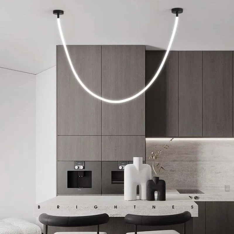 Minimalistyczna Lampa Wisząca LED Nordic z Sylikonowym Wężem 360°