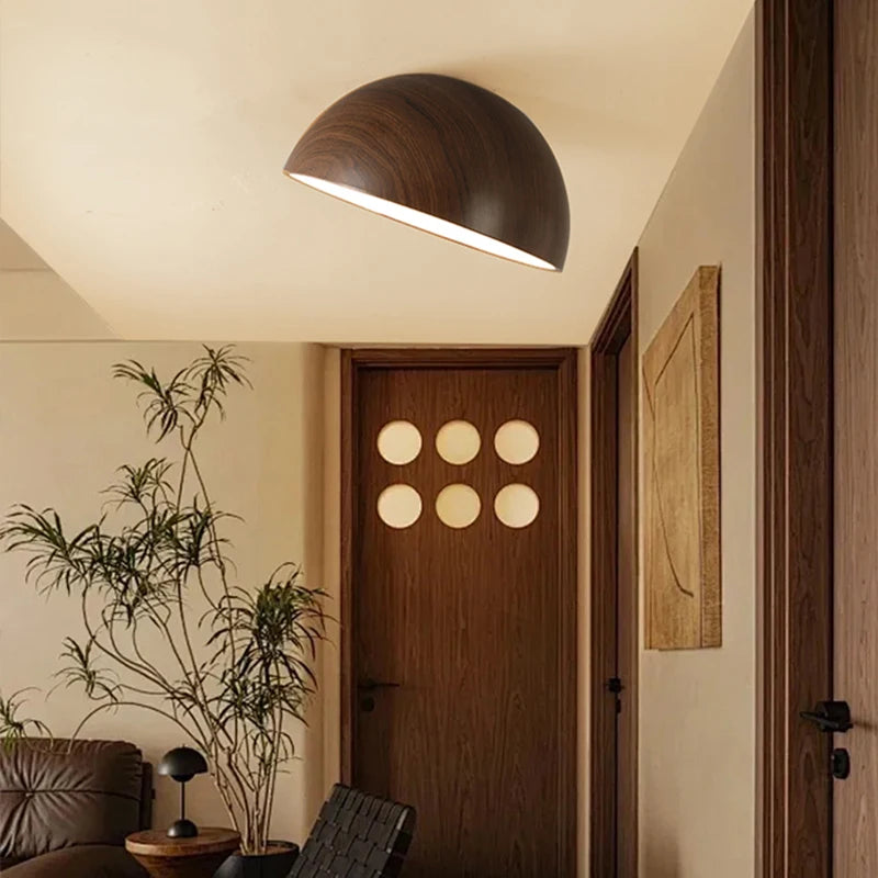 Retro LED Lampa sufitowa orzechowa ochrona oczu 3 kolory 40cm