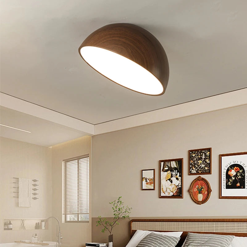 Retro LED Lampa sufitowa orzechowa ochrona oczu 3 kolory 40cm