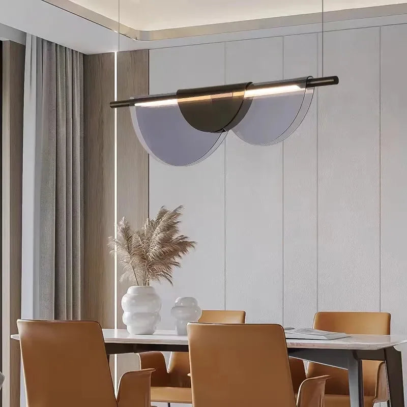 Nowoczesny Żyrandol Do Salonu Lampa Sufitowa Do Jadalni Błękitny Bursztynowy Półokrągły