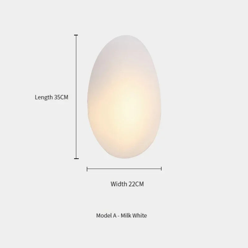 Owalna mleczna lampa ścienna 35 cm na 22 cm z ciepłym światłem lampy dekoracyjne na ścianę