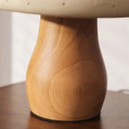 Nowoczesna Lampa Stołowa Ceramiczna Grzybek z Drewnianą Podstawką