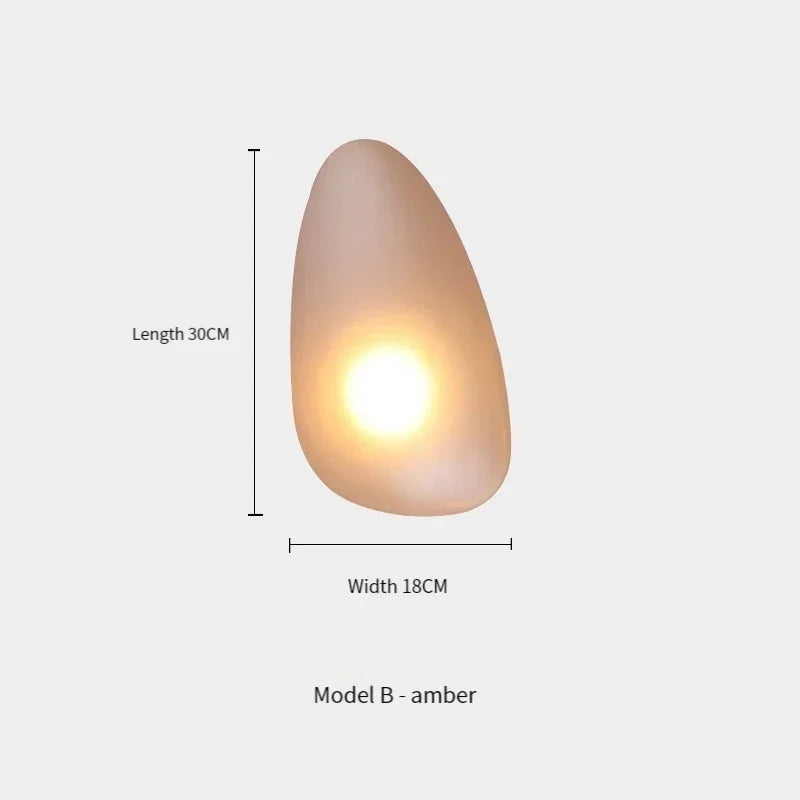 Nowoczesna lampa ścienna model B amber w kształcie kamienia 30x18 cm z ciepłym światłem lampy dekoracyjne na ścianę