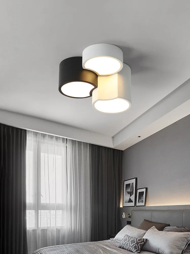 Nowoczesna geometryczna lampa sufitowa LED Nordic czarna biała