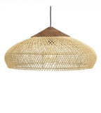 Boho Ręcznie Pleciony Żyrandol z Rattanu Wisząca Lampa E27
