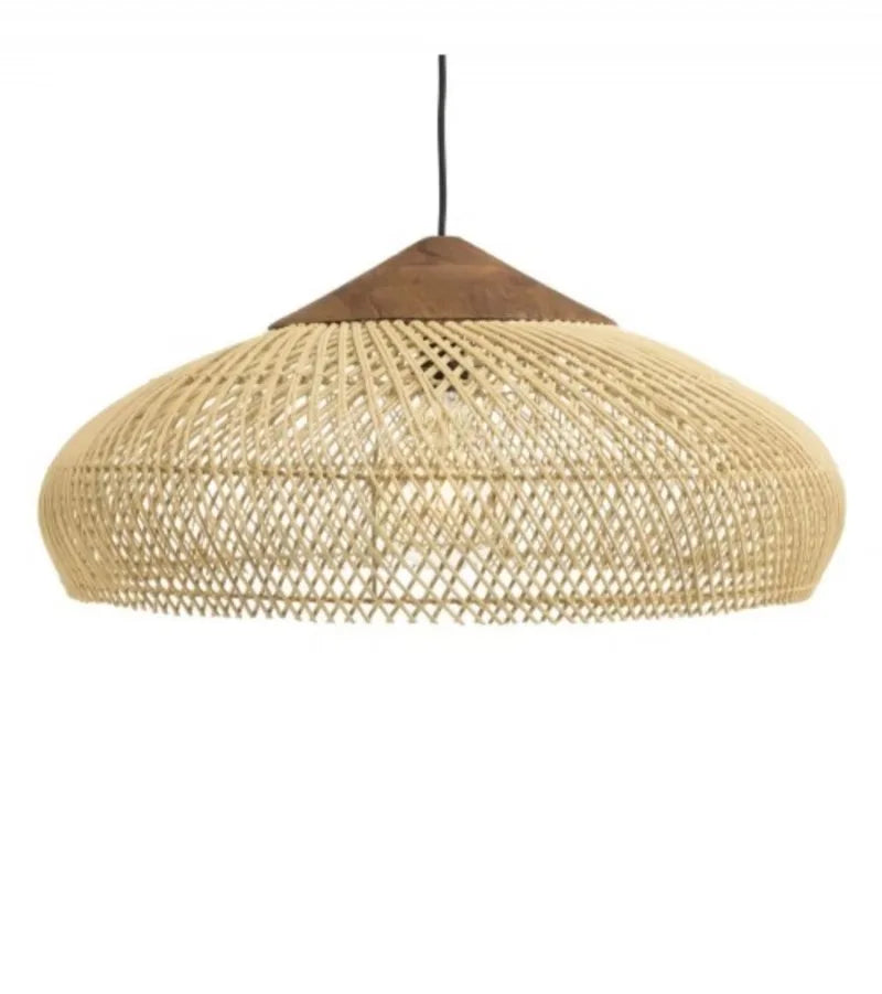 Boho Ręcznie Pleciony Żyrandol z Rattanu Wisząca Lampa E27