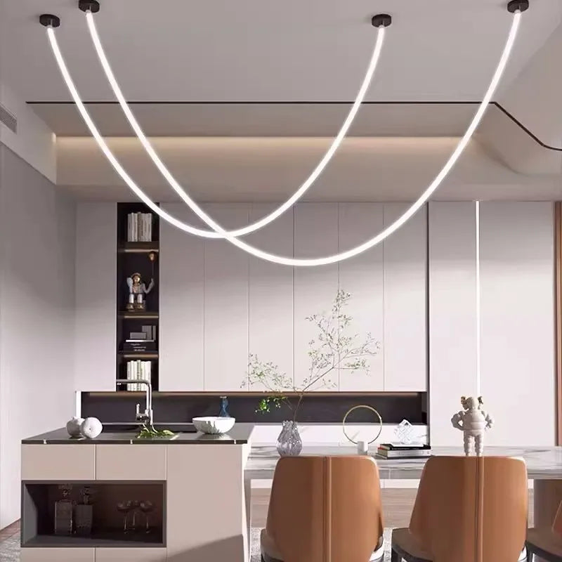 Minimalistyczna Lampa Wisząca LED Nordic z Sylikonowym Wężem 360°