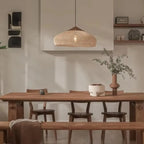 Boho Ręcznie Pleciony Żyrandol z Rattanu Wisząca Lampa E27