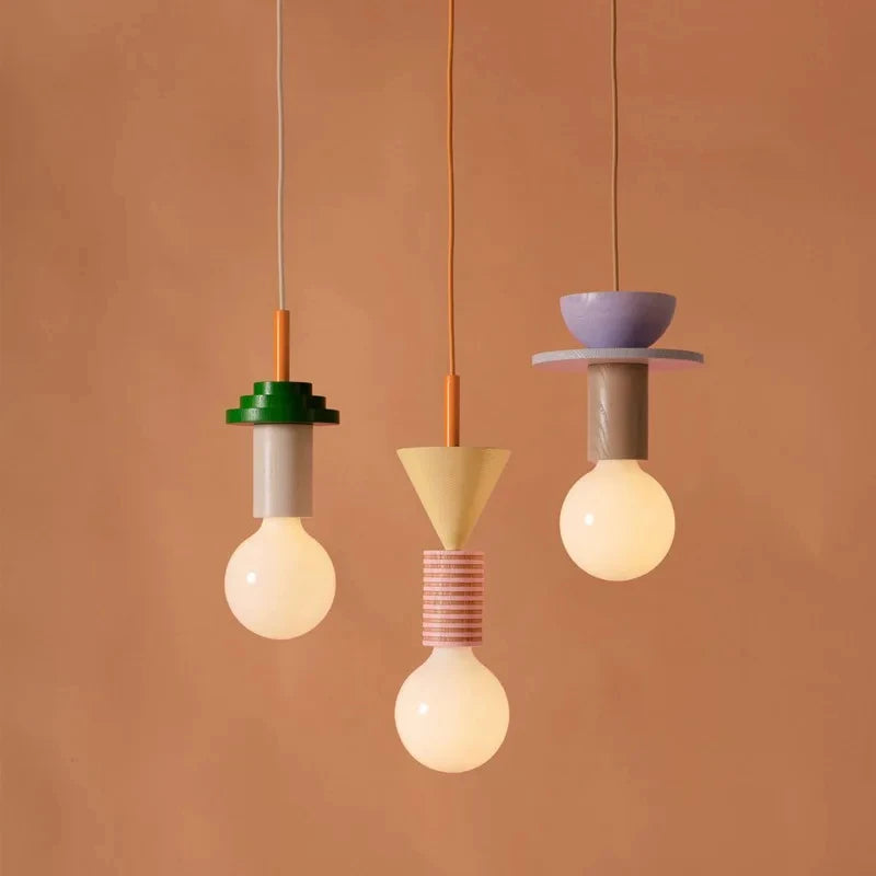 Wisząca Lampa LED Nordic z Drewnianym Abażurem Białym E27