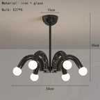 Nowoczesna Lampa Wisząca LED Metalowa E27 6-Świetlna Czarna Różowa Beżowa