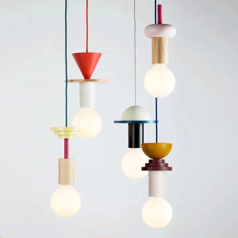 Wisząca Lampa LED Nordic z Drewnianym Abażurem Białym E27