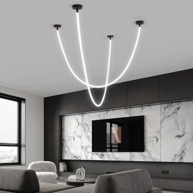 Minimalistyczna Lampa Wisząca LED Nordic z Sylikonowym Wężem 360°