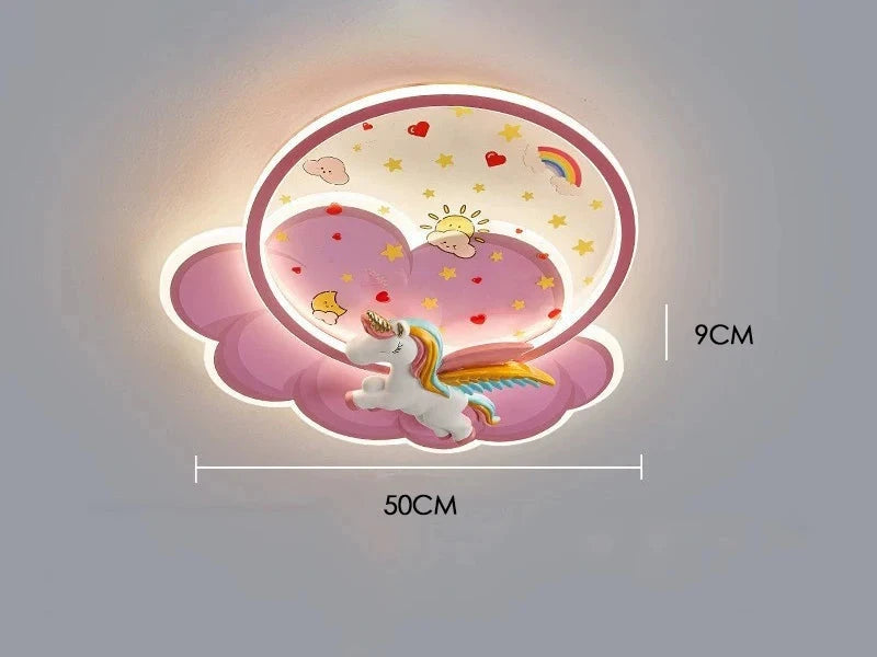 Lampa Sufitowa LED Jednorożec Tęcza Różowa do Pokoju Dziecięcego GD-A1-01