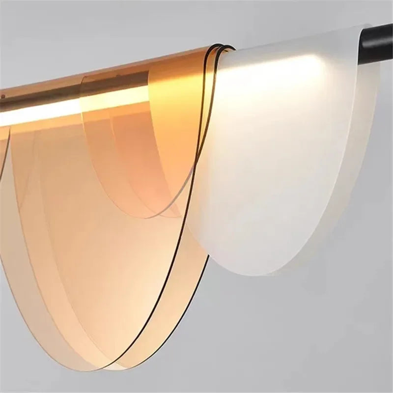 Nowoczesny Żyrandol Do Salonu Lampa Sufitowa Do Jadalni Błękitny Bursztynowy Półokrągły