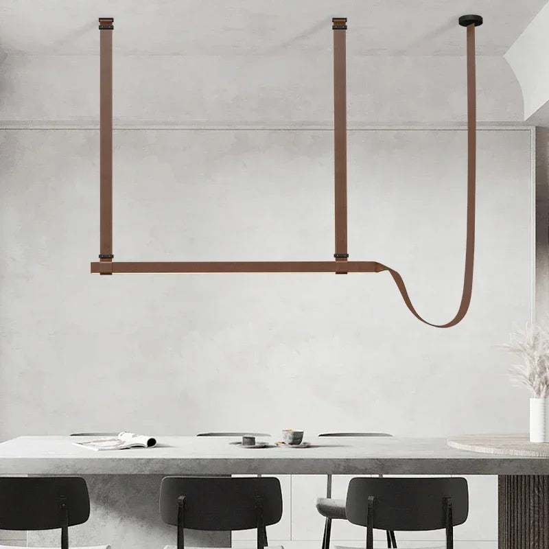 Lampa Wisząca LED Skórzany Pasek Włoska Minimalistyczna Nowoczesna