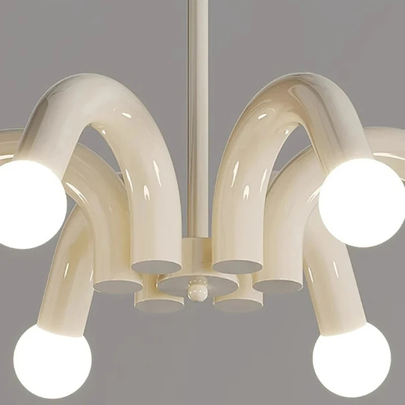 Nowoczesna Lampa Wisząca LED Metalowa E27 6-Świetlna Czarna Różowa Beżowa