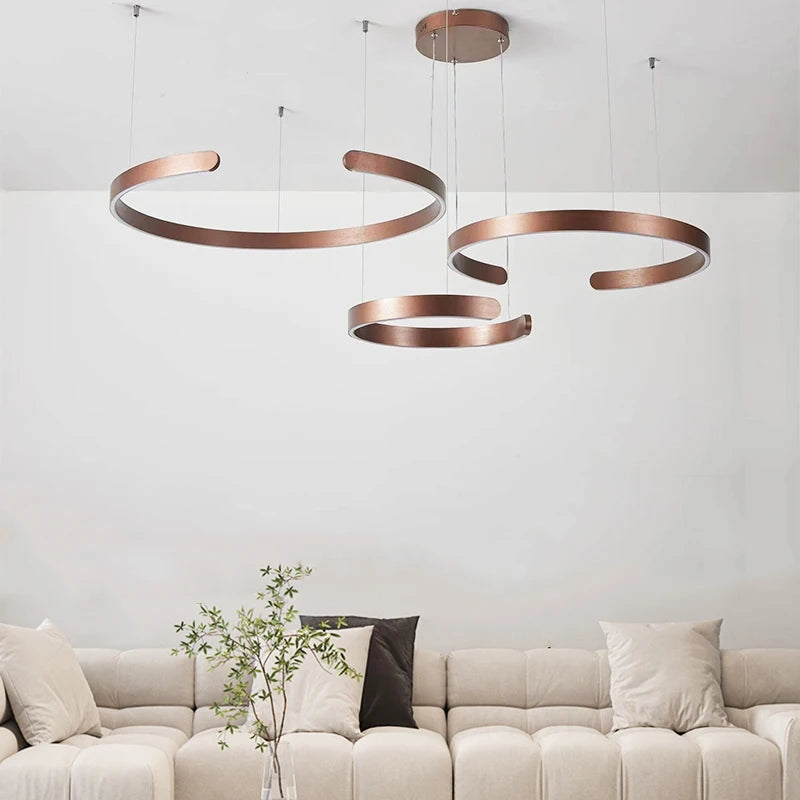 Nowoczesny Luksusowy Żyrandol LED C-Ring o Regulowanej Jasności