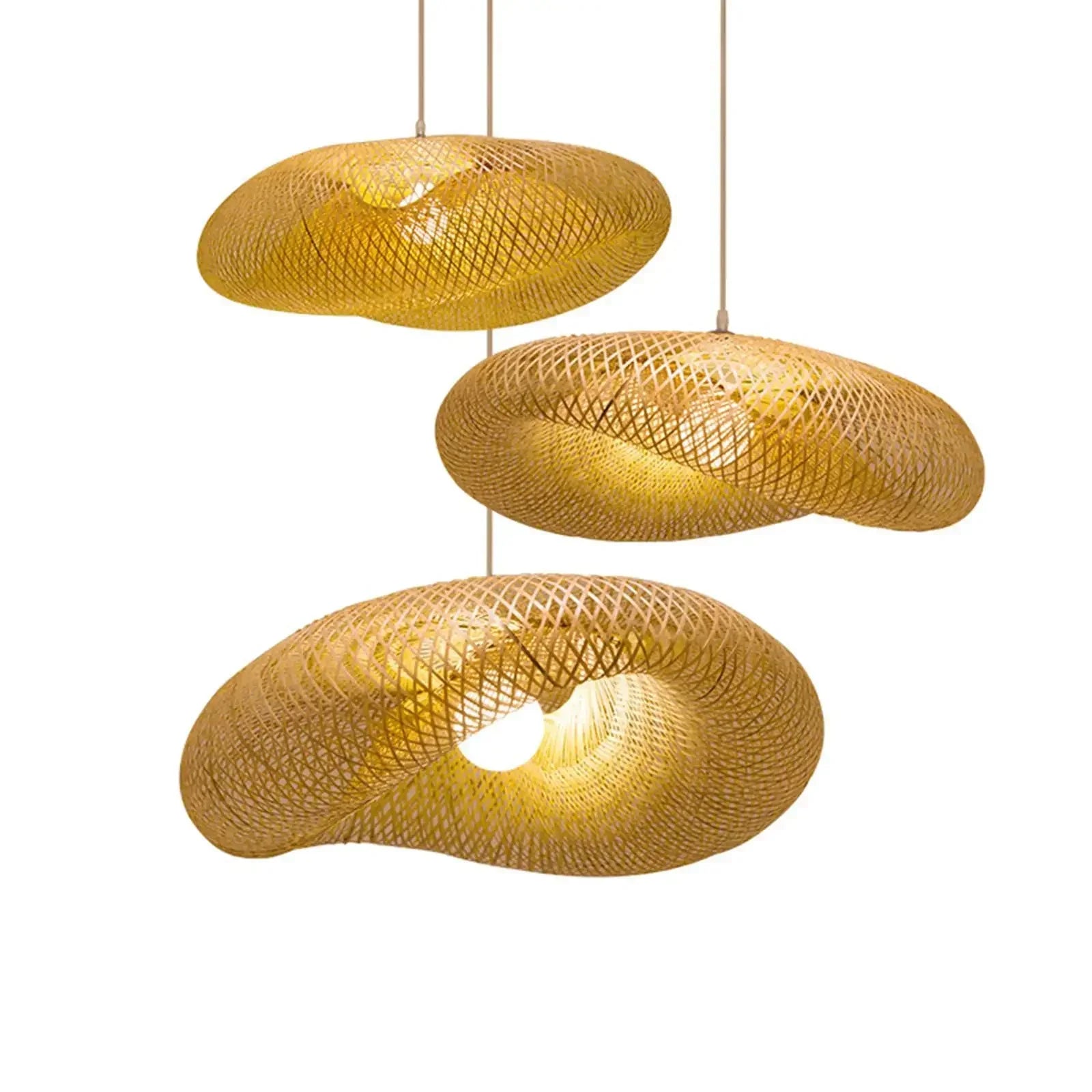 Ręcznie Pleciona Lampa Wisząca LED z Bambusa E27 Retro