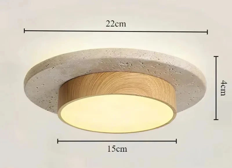 Naturalna lampa sufitowa LED Wabi Sabi z drewna orzechowego D22cm