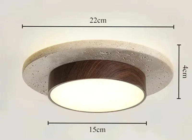 Naturalna lampa sufitowa LED Wabi Sabi z drewna orzechowego D22cm