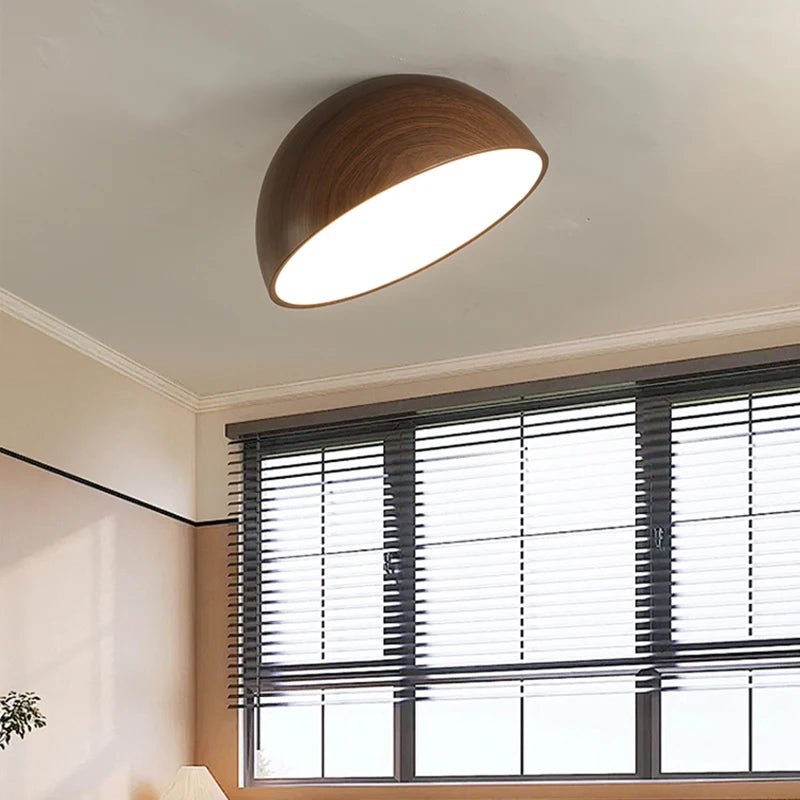 Retro LED Lampa sufitowa orzechowa ochrona oczu 3 kolory 40cm