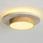 Naturalna lampa sufitowa LED Wabi Sabi z drewna orzechowego D22cm