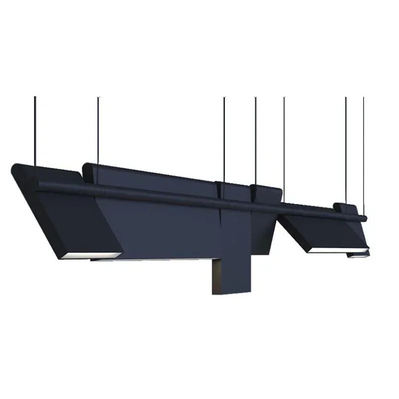 Nowoczesna czarna lampa do jadalni ROEDLIGHT z geometrycznym designem i zawieszeniem na linkach