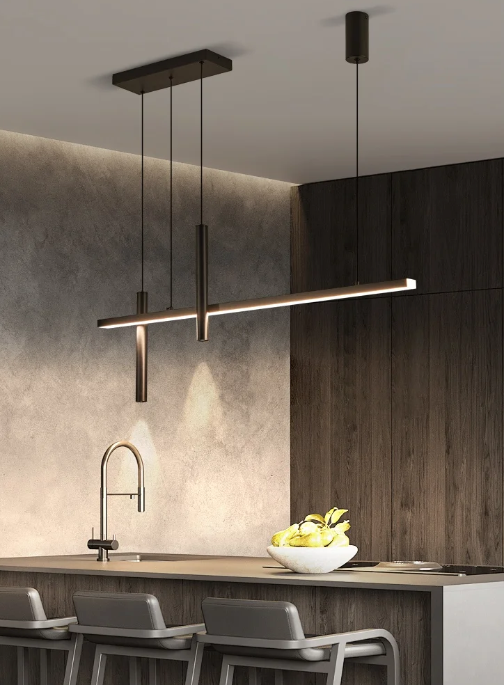 Nowoczesny żyrandol do salonu SLL z minimalistycznym designem i regulowanym oświetleniem