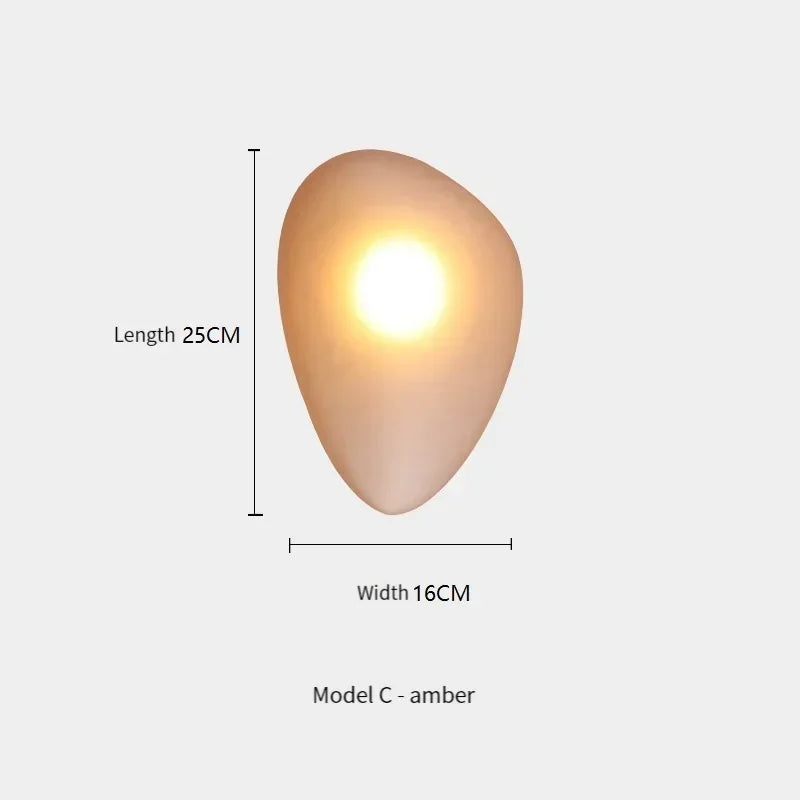 lampy dekoracyjne na ścianę model C bursztynowa 25x16 cm kropla szkła emitująca ciepłe światło