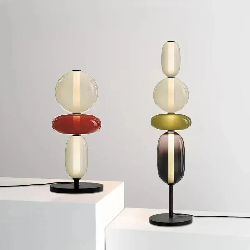 JIANKEXING designerska lampa biurkowa z kolorowymi szklanymi elementami na czarnej podstawie