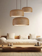 Designerska lampa sufitowa SKXL w stylu modern z trzech wiszących kloszy w naturalnym kolorze