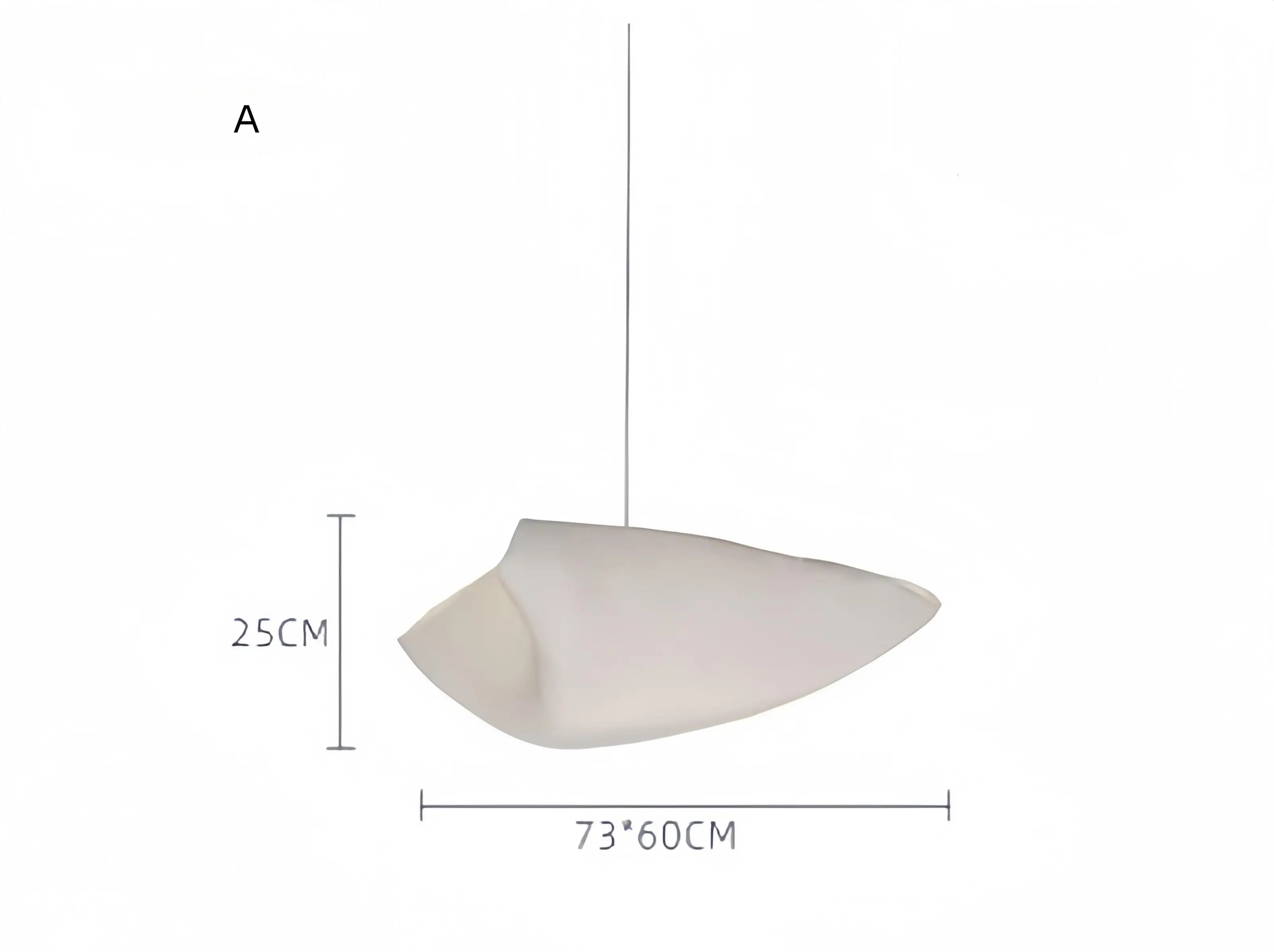 Designerska lampa w kształcie nowoczesnego klosza o wymiarach 73x60cm, wysokość 25cm