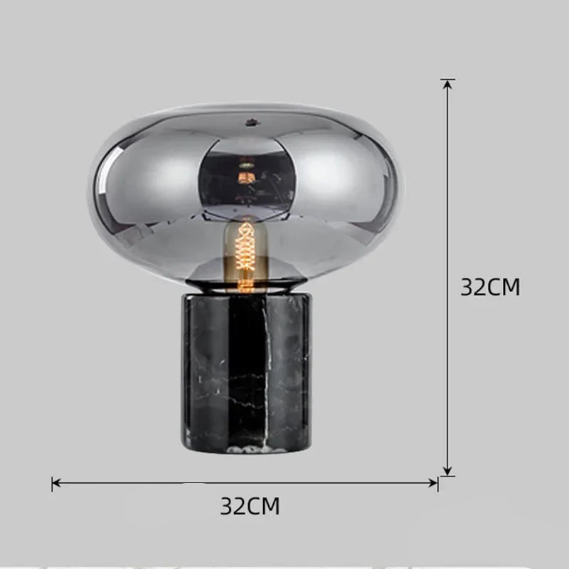 Designerska lampa stołowa XunShiNi o wymiarach 32x32 cm jako designerskie oświetlenie do salonu